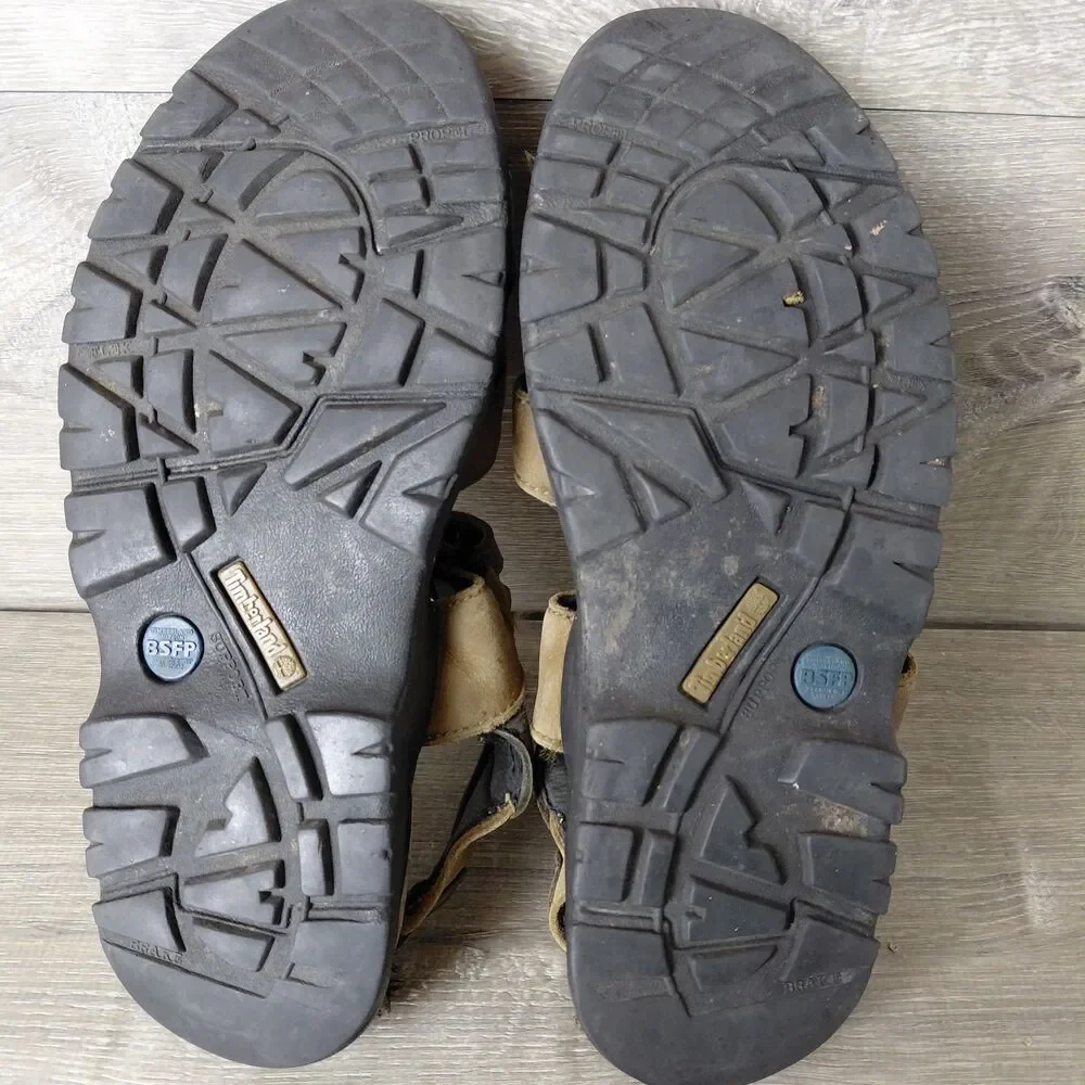 Timberland Sandals Mens 9 Brown Leather Trailway Outdoor Hiking Sport Beach Shoe